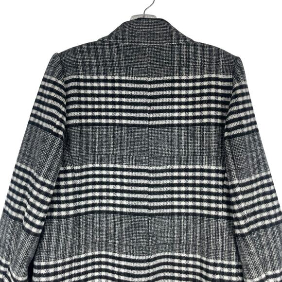 Ann Taylor LOFT Plaid Wool Double Breasted Coat Black White Size M - Picture 8 of 12